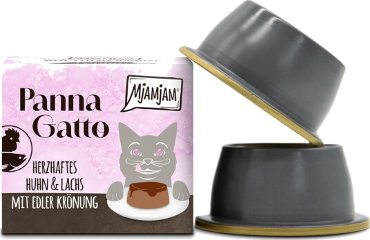 Mjamjam Våtfôr Panna Gatto Mettende & Laks Med Deilig Topping Kylling 2 X 80 G