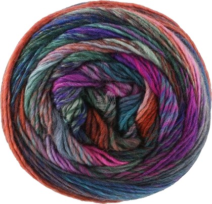 Lana Grossa Colorissimo Garn 222 Denim Blue Aubergine Pink Orange Orange Pink Purple Grey Mørkegrå Violet Grey- Mørkegrå