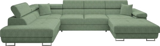 Gabina Sofa med Divan og Sjeselong 4 seter   Grønn