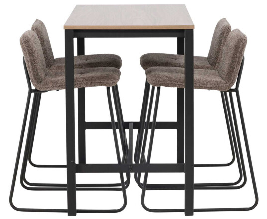 Venture Design Camden & Bisbee bargruppe Mørkegrå/valnøtt 4 stoler & bord 120 x 60 cm