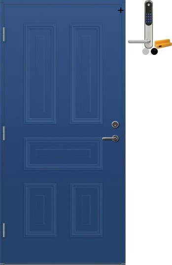 Ytterdør Bygg1 Lista med Yale Entrus BxH: 90x210 cm, Høyre, NCS S-5030-R80B, Blå, Yale Sølv Ytterdør Bygg1 Lista med Yale Entrus BxH: 90x210 cm, Høyre, NCS S-5030-R80B, Blå, Yale Sølv