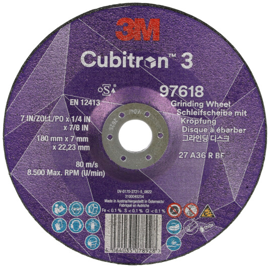 Cubitron 3 slipeskive T27 forhøyet 180Ã7mm