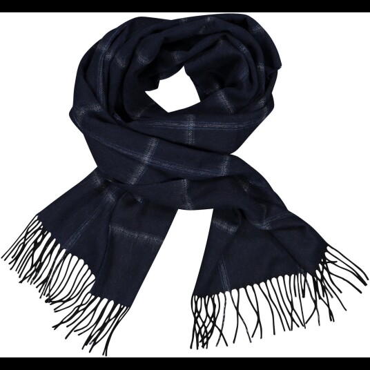 Bea Scarf Navy striped check One Size Wool scarf Bea Scarf Navy striped check One Size Wool scarf