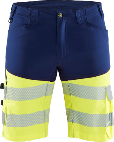Varselshorts med stretch marineblå/gul