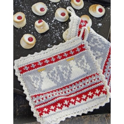 Holy Cookie! by DROPS Design Grytelapper Strikkeoppskrift 20x20 cm 2 stk