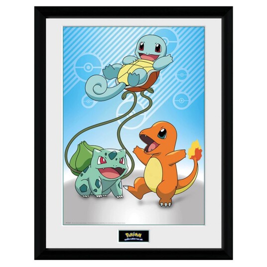 Pokemon Innrammet Bilde 30 x 40 cm Kanto Starters Pokemon Innrammet Bilde 30 x 40 cm Kanto Starters