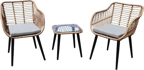Rotting hagemøbelsett med puter og glassbord