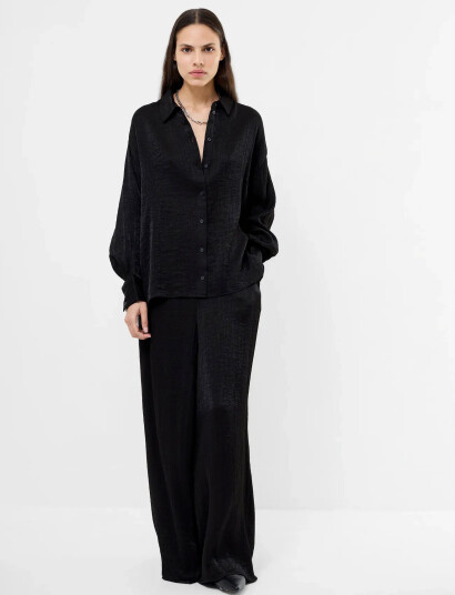 French Connection Terry Crinkle Top Black S French Connection Terry Crinkle Top Black S