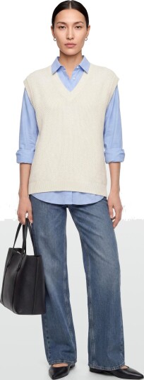 Mango Microstructure Knit Gilet Beige S/M