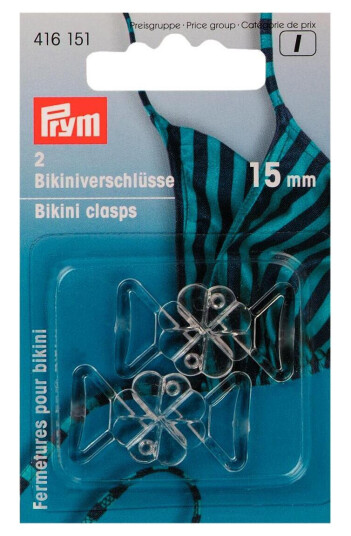 Bikinihekter 2 stk x 15 mm transparent