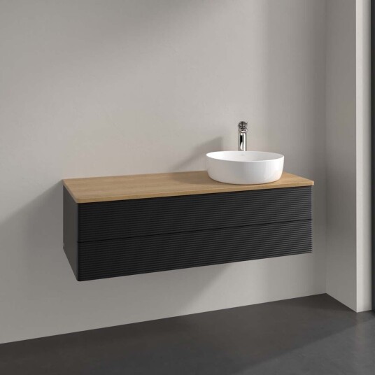 Villeroy & Boch  Antao Servantskap med 2 skuffer 120x50x36 cm m/lys Sort Matt/Eik