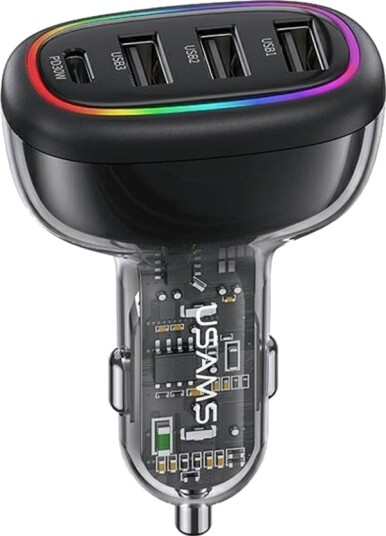 Usams Cc170cc01 Us-Cc170 Bil-Lader 1Xusb-C + 3Xusb-A 48W 3A+C Pd Fast Charge Svart