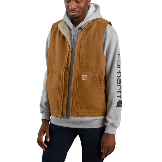 Carhartt Men's Washed Duck Lined Mock Neck Vest L ® Brown Carhartt Men's Washed Duck Lined Mock Neck Vest L ® Brown