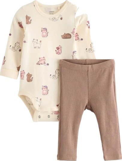 Lindex Set With Bodysuit And Ribbed Leggings Cream 74