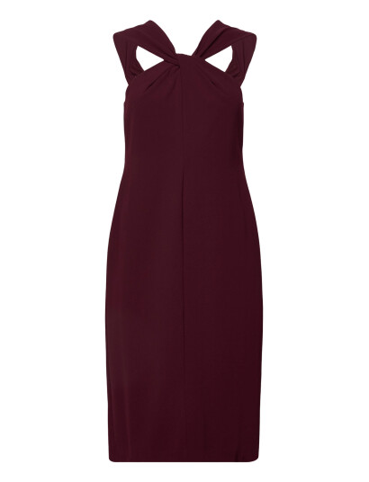 Lauren Ralph Lauren Twist Front Crepe Cocktail Dress   Burgundy   42