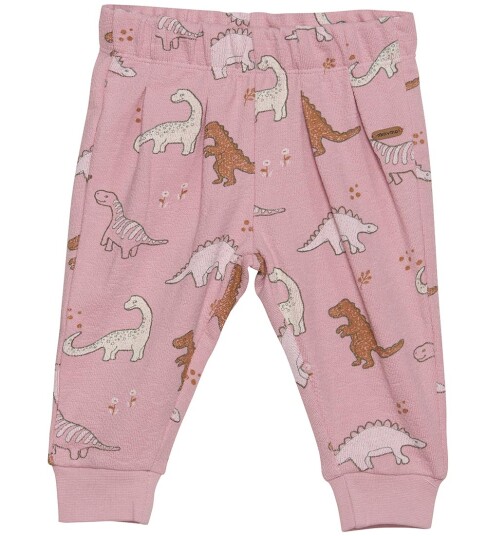 Minymo Bukser Frotté Zephyr m. Dinosaurer 56 Bukser bomull Rosa