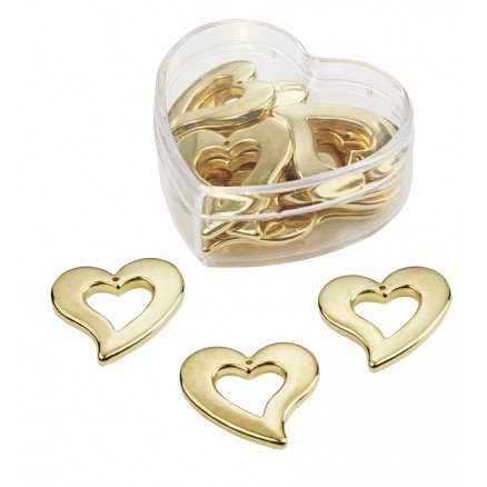 Diverse Smykkevedheng Charms Hjerte Metall Gull 30mm 12 stk