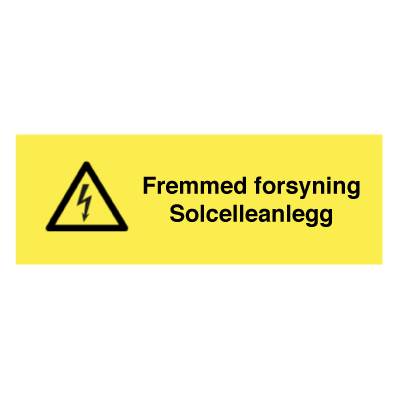 Jo Safety Fremmed forsyning solcelleanlegg Plast 75 x 210 mm Solcelle skilt 6307081PDF