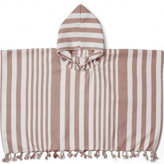 Liewood Roomie poncho – Y/D stripe: dark rose/creme de la creme 2 4år