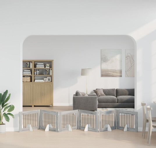 Vidaxl Foldbar Hundegitter Med Stativer 6 Stk. Grå Sonoma 482 cm