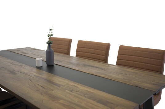 Venture Design Jakarta & Art spisegruppe Natur/svart 6 st stoler & bord 200 x 90 cm