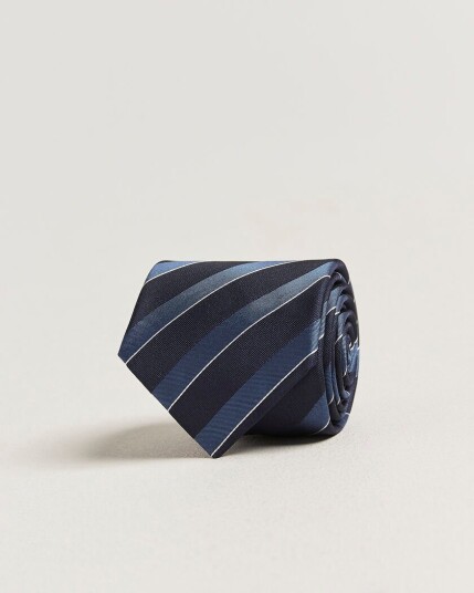 Canali Regimental Stripe Silk Tie Navy/Blue