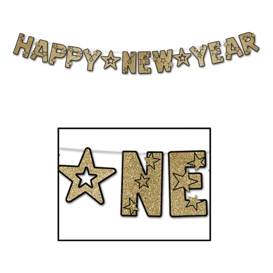 360 Degrees Ltd Girlander Happy New Year Gull/Glitter