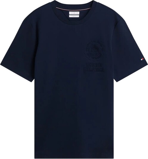 Tommy Hilfiger Interlock Embossed T Shirt   Navy   L