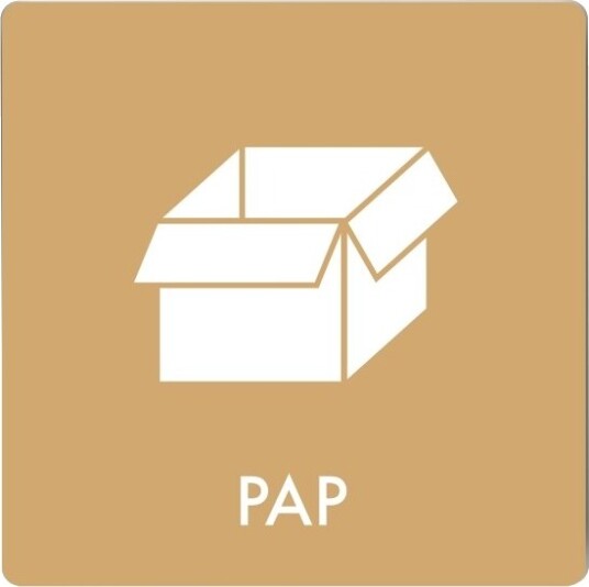 Skilt Affaldspiktogram Pap 12X12 Cm Aluminium Brun/Hvid