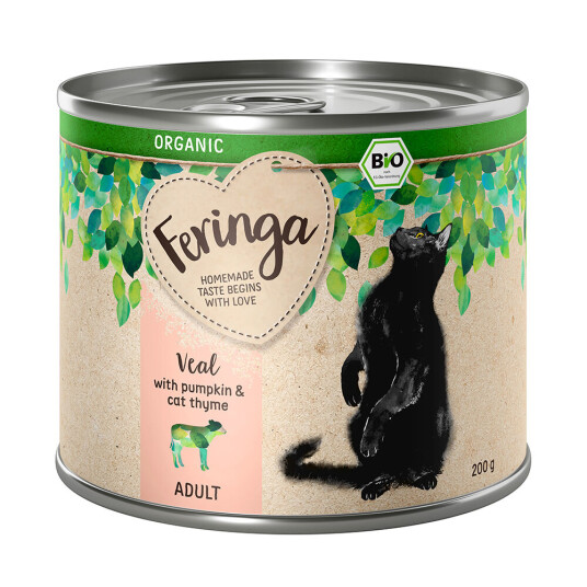 Feringa Organic Adult 6 X 200 G Kalv Med Gresskar Og Kattegamander
