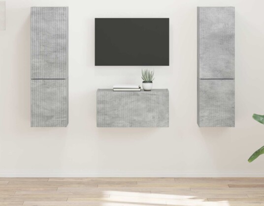  TV benksett 5 pcs Betonggrå Konstruert tre
