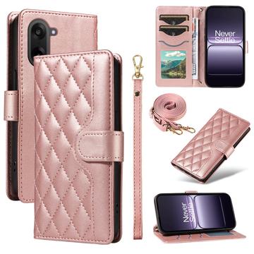 OnePlus Ace 5 Racing/Nord CE5 Luksuriøst Vattert Lommeboketui   Roségull