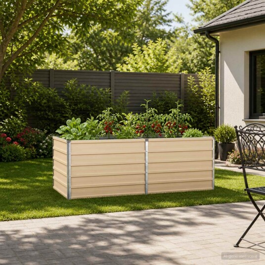 vidaXL Hevet Hagebed Elfenben 160 x 80 x 55 cm kaldvalset stål