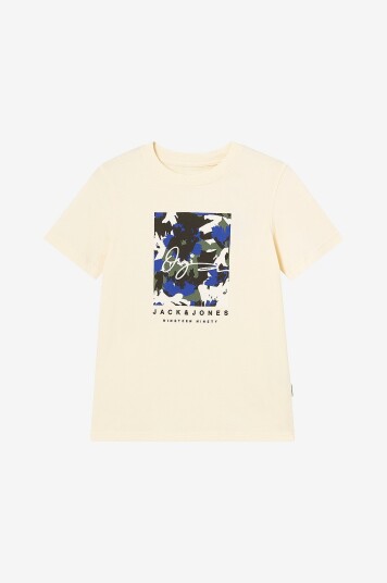Jack & Jones Junior T skjorte Joraruba Aop Branding Tee SS Crew J Natur