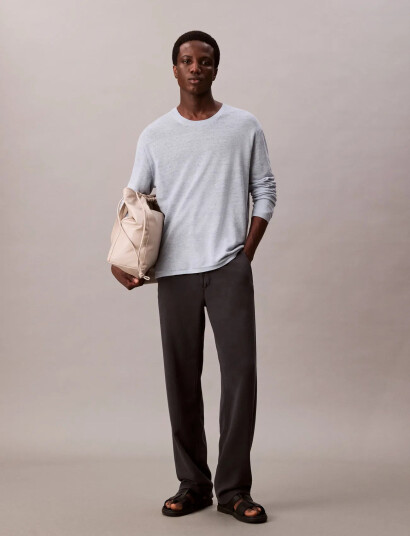 Calvin Klein Ls Double Layer Archive Linen Sw   Blue   L