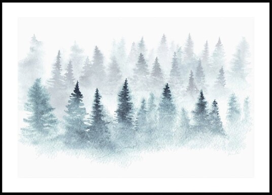 Misty Watercolor Forest Plakat Plakat / 30x40cm