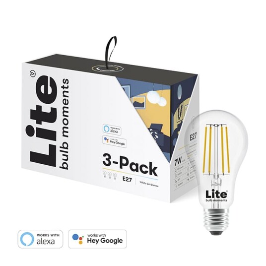 LITE BM SMART FILAMENTPÆRE 6W A60 E27, 3 STYKKER LITE BM SMART FILAMENTPÆRE 6W A60 E27, 3 STYKKER