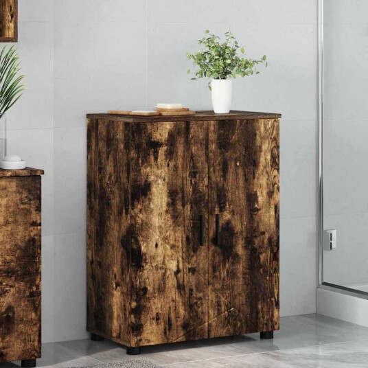  Baderomsskap Røkt eik 60 x 35 x 80 cm Konstruert tre & Metall