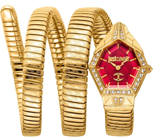 Just Cavalli Dameklokke JC1L304M0035 Signature Snake Rød/Gulltonet Just Cavalli Dameklokke JC1L304M0035 Signature Snake Rød/Gulltonet