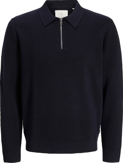 Jack & Jones Langermet pologenser Jprblamilano Stitch Knit Zip Polo S Blå