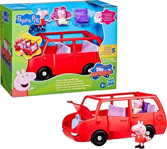 Peppa Pig Stor Rød Familiebil Lekesett med Figurer