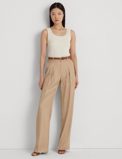 Lauren Ralph Lauren Cable Knit Sleeveless Sweater Cream S
