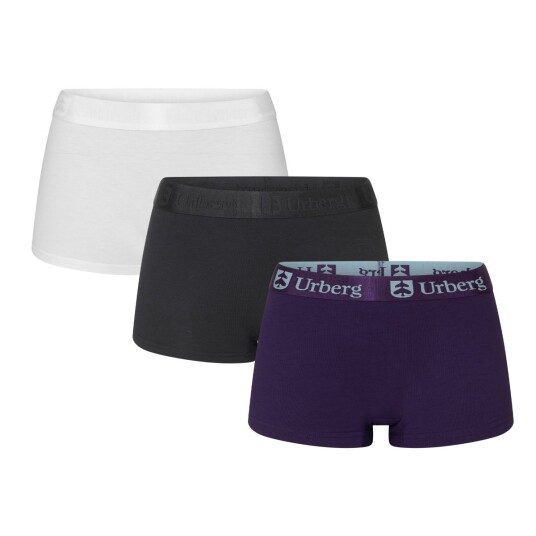 Urberg Women"s Isane 3-pack Bamboo Boxers Black Beauty+bright White+grape XL