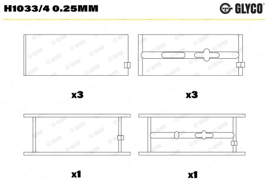 Veivaksellager GLYCO H1033/4 0.25mm