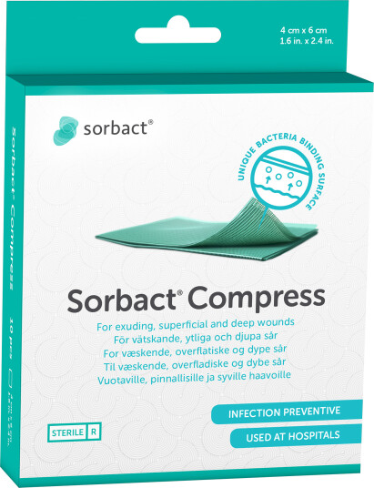 Sorbact Compress sårkontaktlag 4 x 6 cm 3 stk