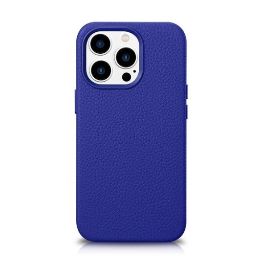 Icarer Icarer Litchi Premium Leather Case Magnetisk Lærveske For Iphone 14 Pro Med Magsafe Mørkeblå (Wmi14220710-Db)