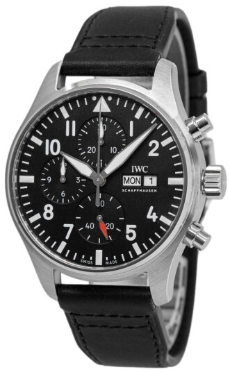IWC Herreklokke IW378001 Pilots Sort/Lær Ø43 mm