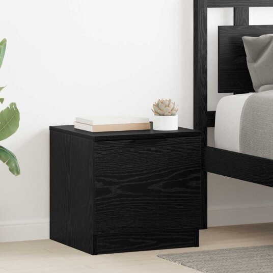 Sengeskap 2 pcs Svart eik 40 x 39 x 40 cm Konstruert tre Sengeskap 2 pcs Svart eik 40 x 39 x 40 cm Konstruert tre
