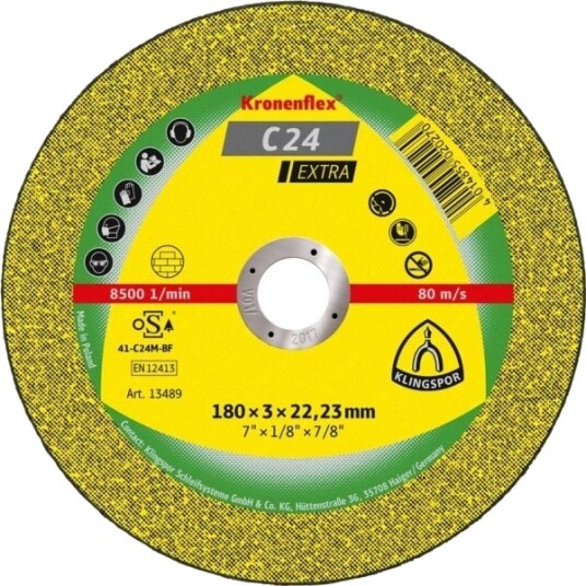 Klingspor C24 Extra 230mm Steinkappeskive til Elektroverktøy Klingspor C24 Extra 230mm Steinkappeskive til Elektroverktøy