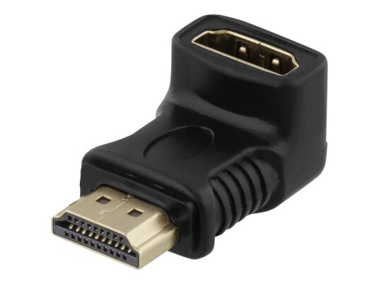 Deltaco Vinklet HDMI-adapter 19-pinnet svart for Videotilbehør